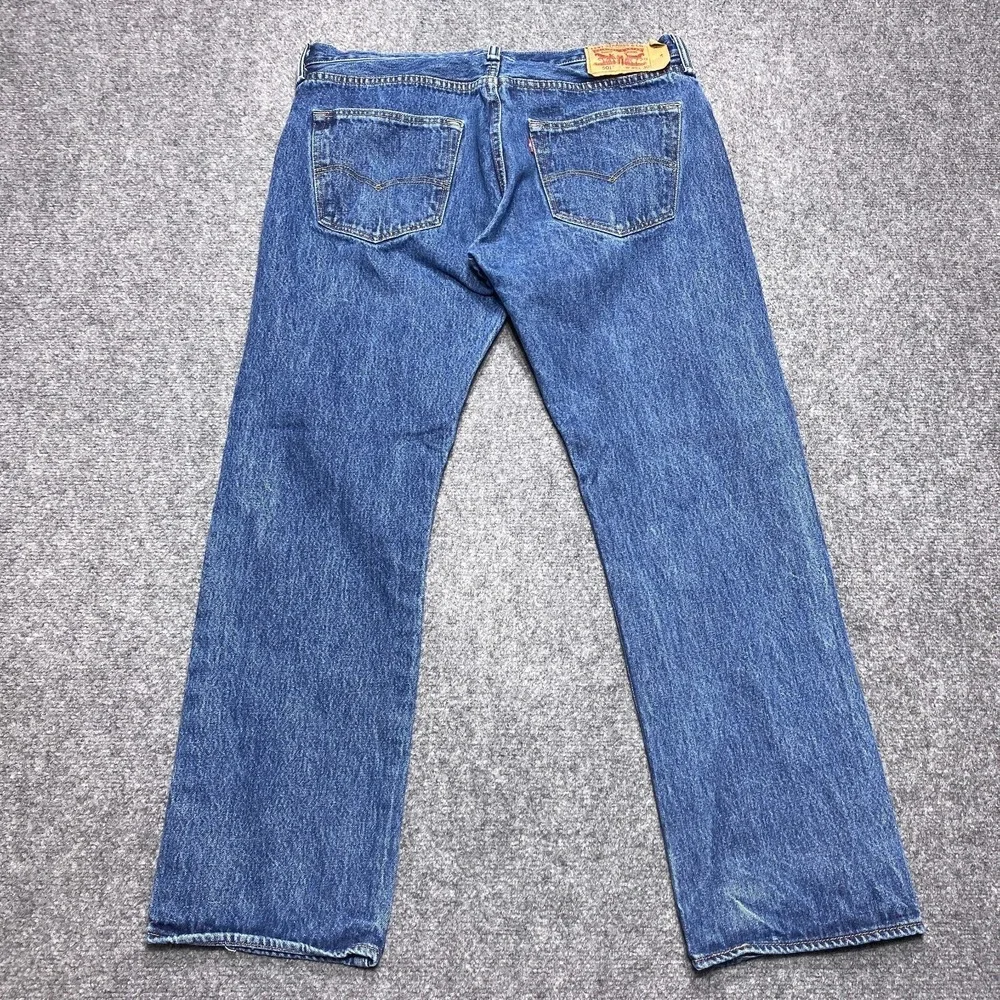Levis Jeans Men 36x30 Blue 501 Button Fly Classic Straight Leg Medium Wash